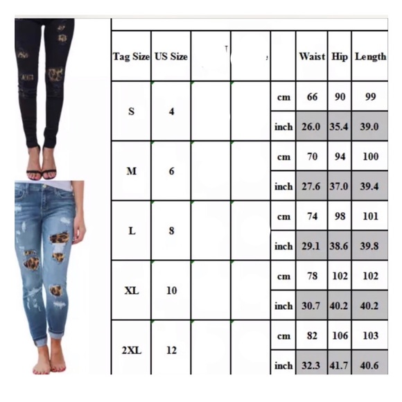 Leopard High Waist Distressed Black Denim Jeans Stretch - Picture 7 of 9
